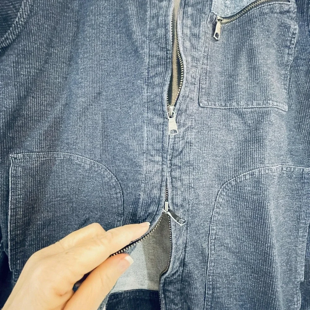 Banana Republic Jacket Mens Large Blue Knit Bomber Full Zip Chest‎ Pocket Casual - Picture 8 of 14